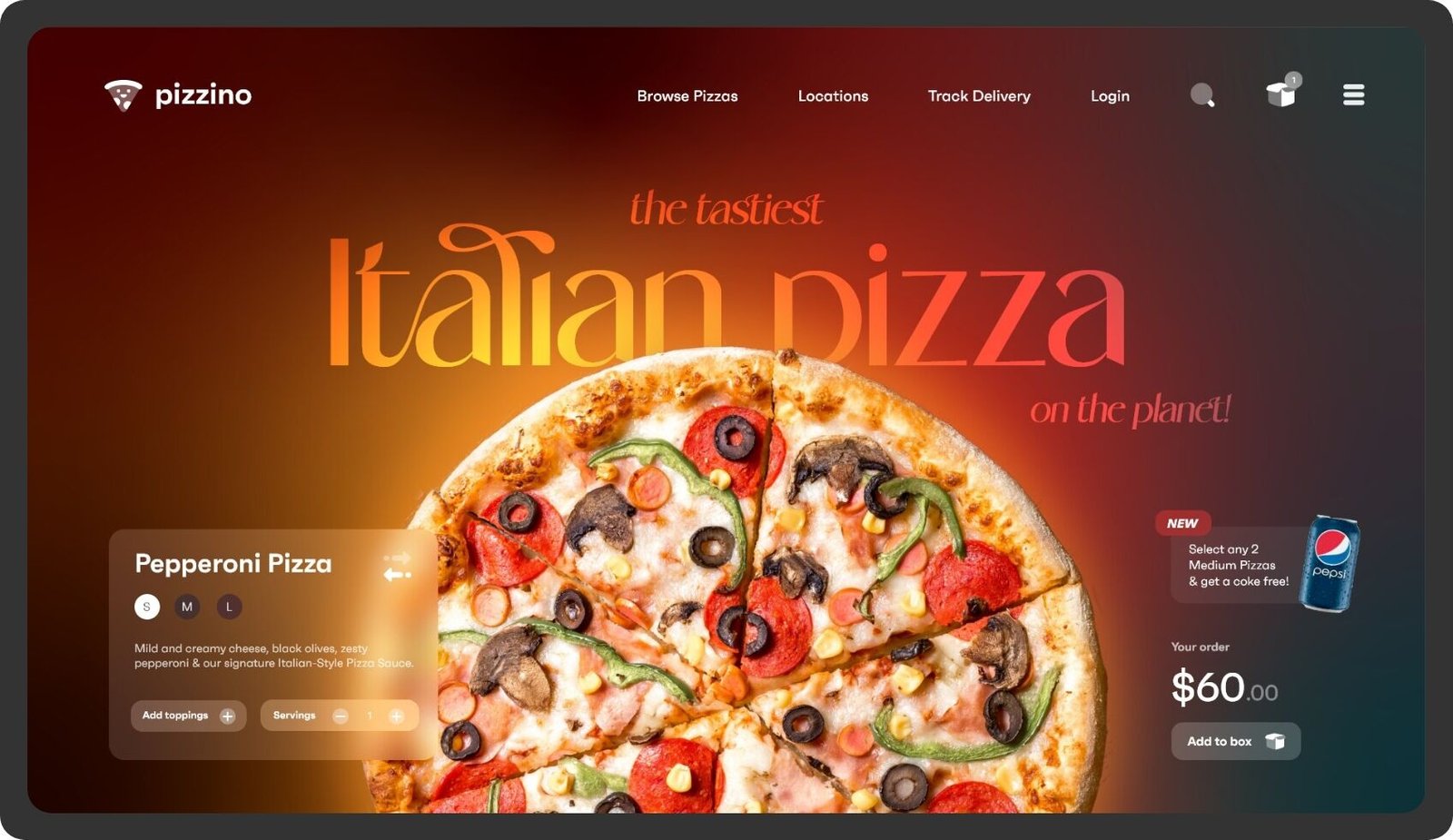 Online Pizza Ecommerce UI Design