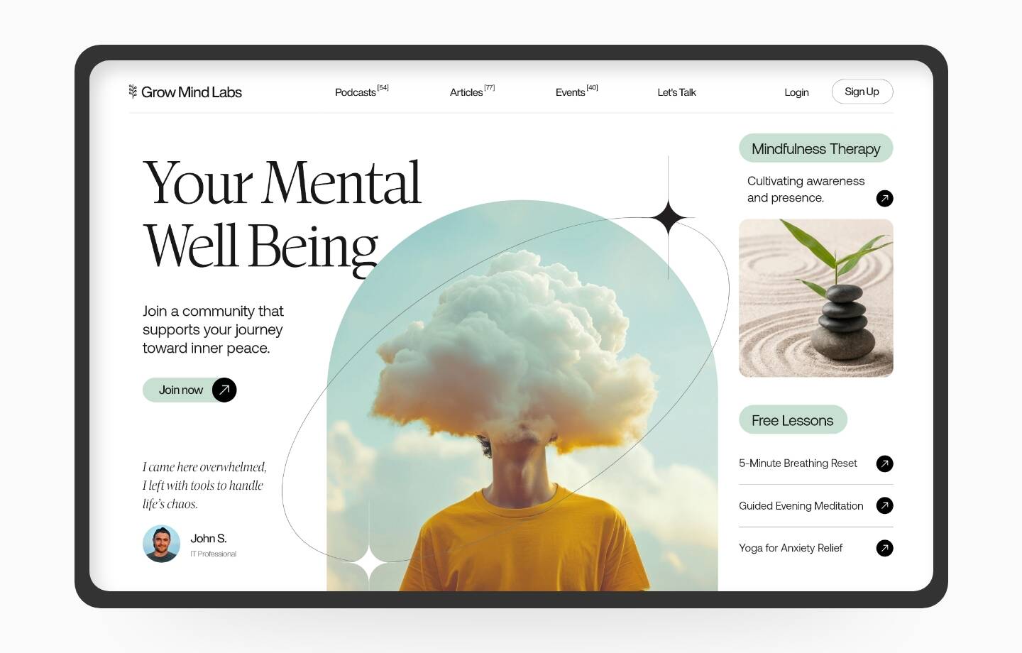 Mental Well Being Community Web Design_