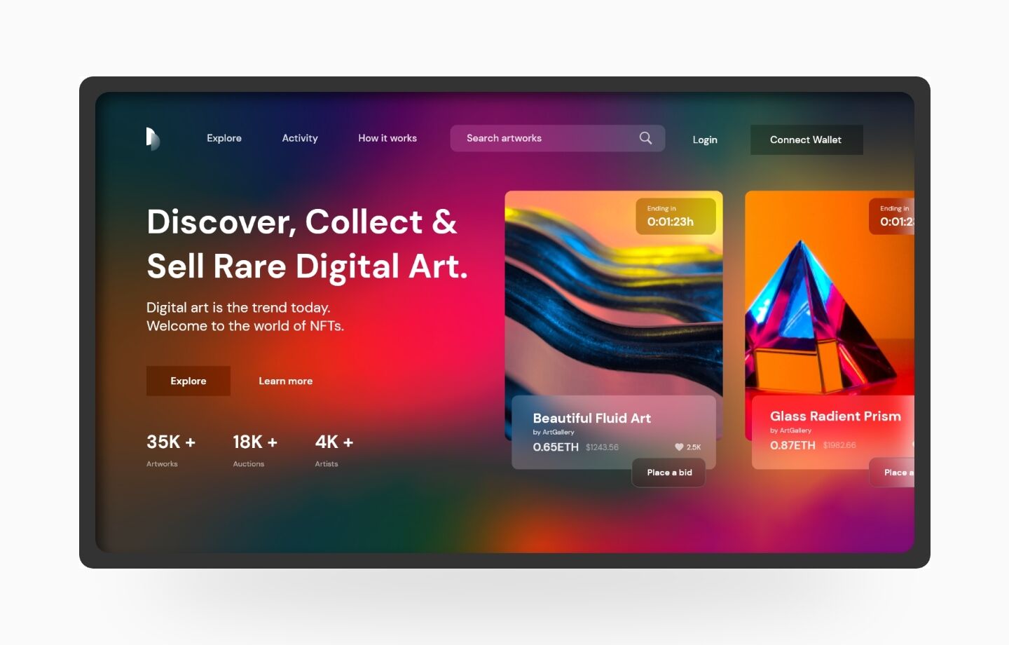 NFT marketplace ui design