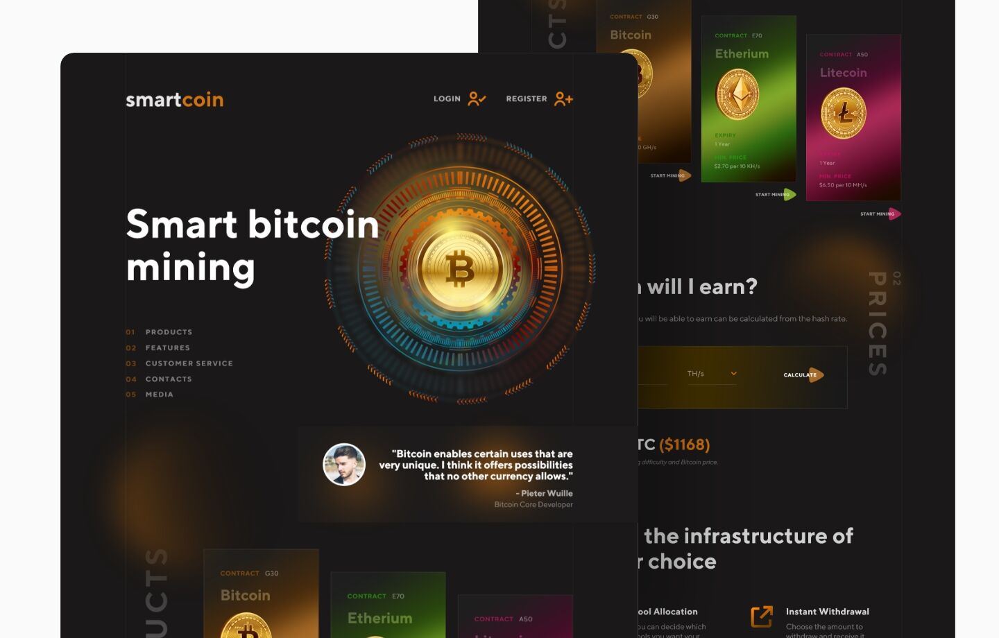 bitcoin mining website design