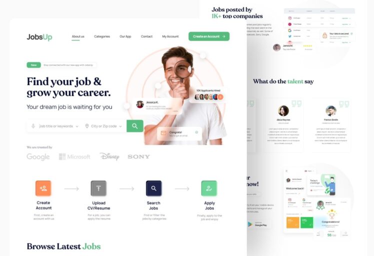 recruitment website design jobsup