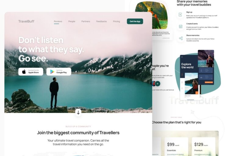 travel app website design