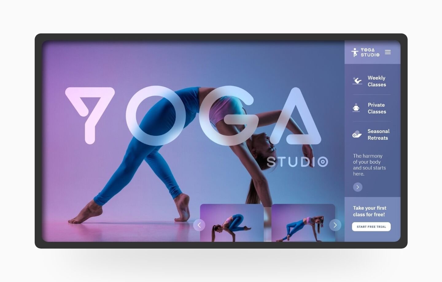 yoga studio website design